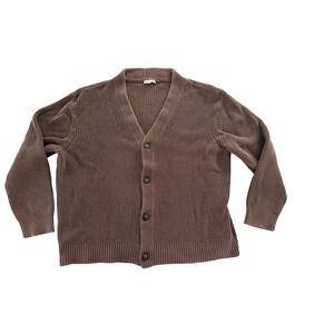 TenTree Brown Organic Cotton Ribbed Knit Button Front Cardigan Sweater XXL